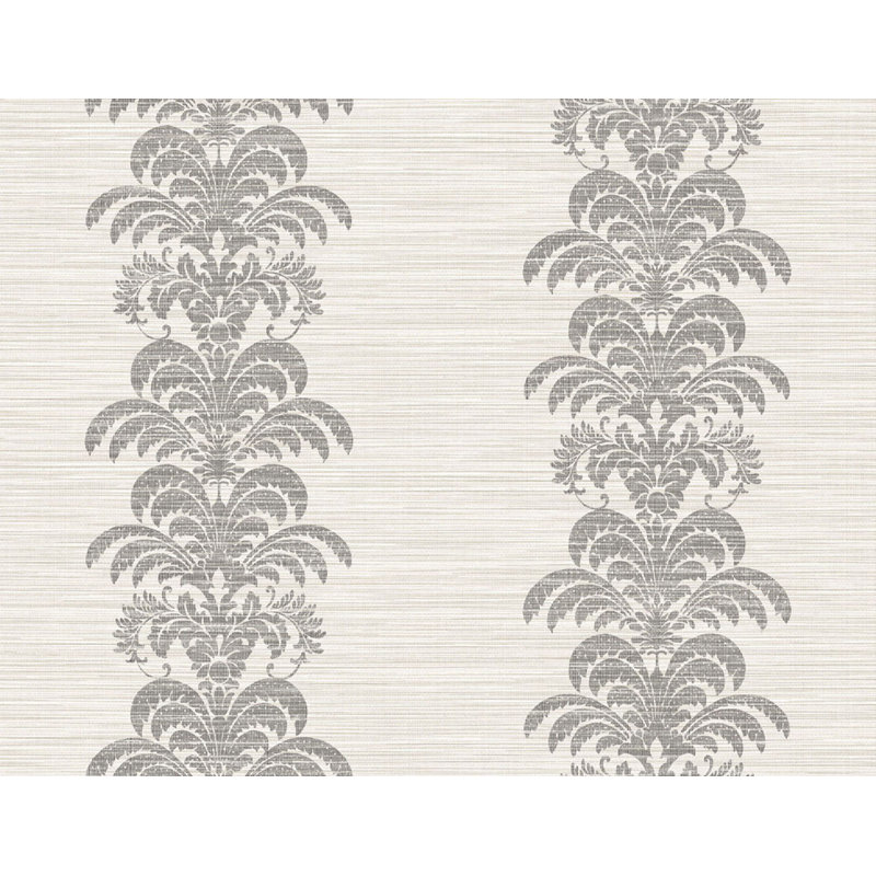 Rouleau de papier peint l 26,9 pi x l 27 po palm frondes stringcloth, Gris anthracite / ivoire