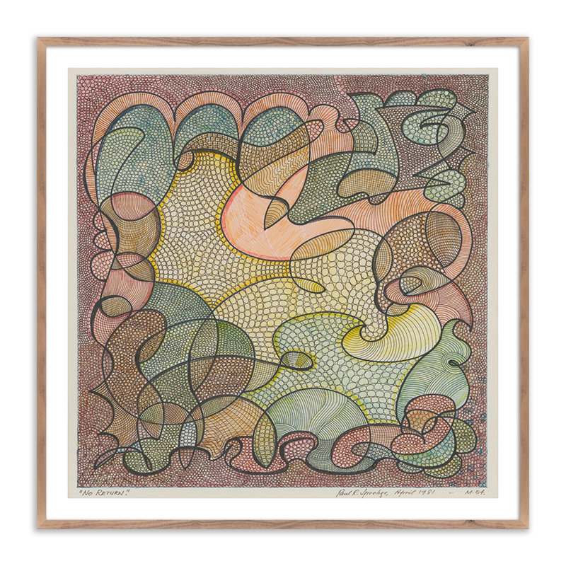 No Return Print by Pepi Sprohge, 24" H x 24" W x 1.5" D, Dark Brown Single Picture Framed