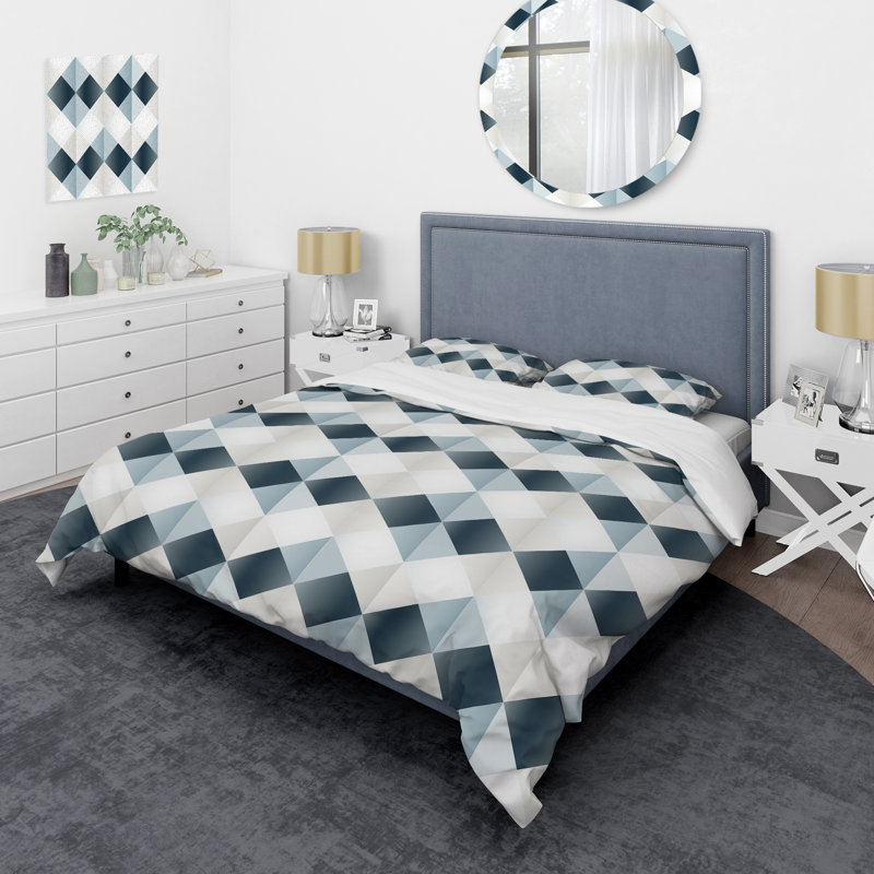 Nordic Geometric Serenity - Ensemble de housse de couette géométrique, Housse de couette pour grand lit et 2 taies décor