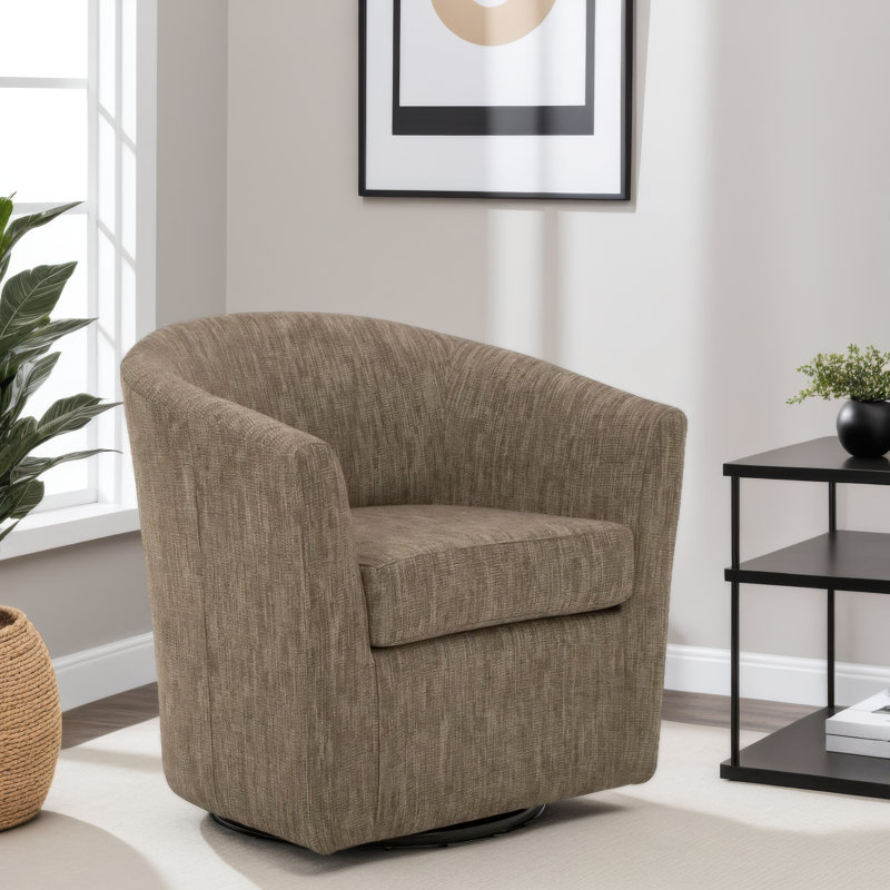 Fauteuil demi-tonneau pivotant de 31 po Bozank, 100% polyester moka Hapden