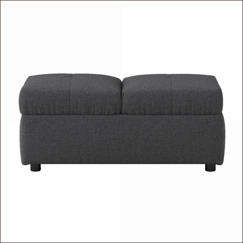 Fauteuil de rangement convertible avec repose-pieds, tissu gris ardoise, structure en bois massif pour le salon | Gris ardoise | Bois massif