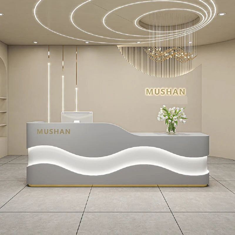 Clermeau L-Shape Manufactured Wood Reception Desk, 60cm H x 160cm W x 100cm D, Silver