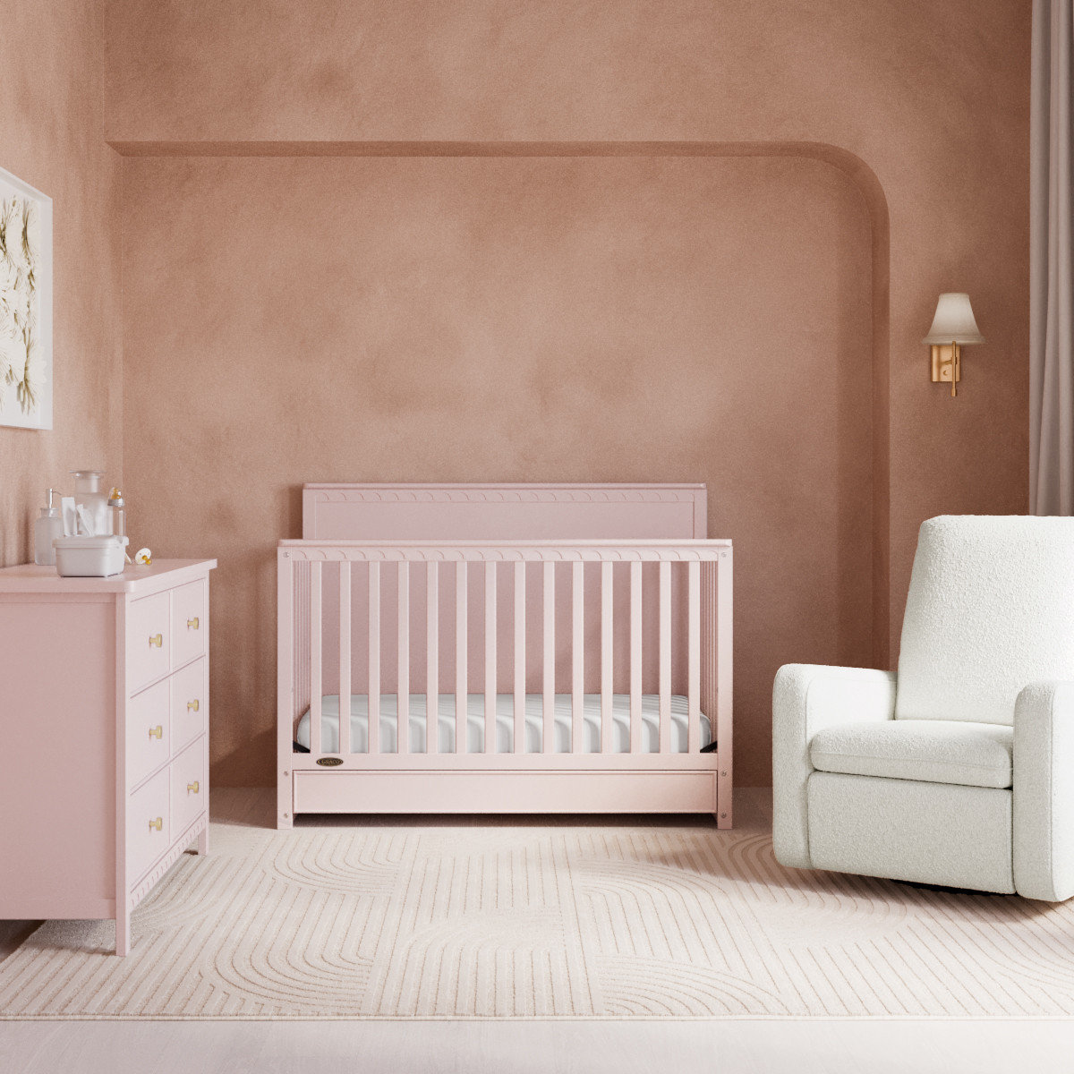 Sasha 5-in-1 Convertible Crib, Blush