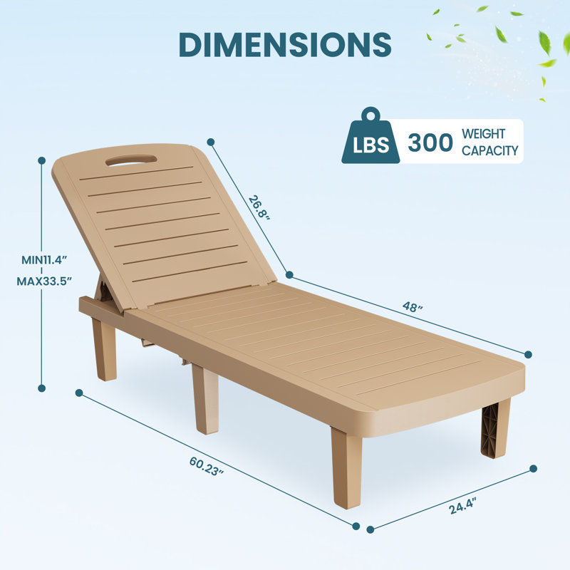 2-Piece Outdoor Resin Chaise lounge Set with Cup Holders, Brown