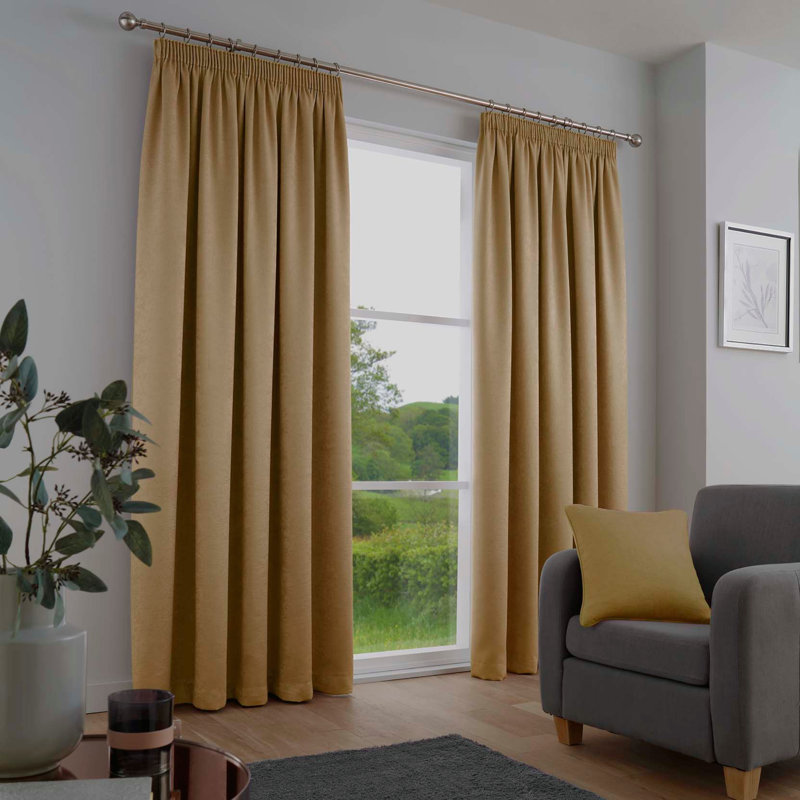 Galaxy Room Darkening Curtain Pair, Width 117 x Drop 137 cm, Ochre