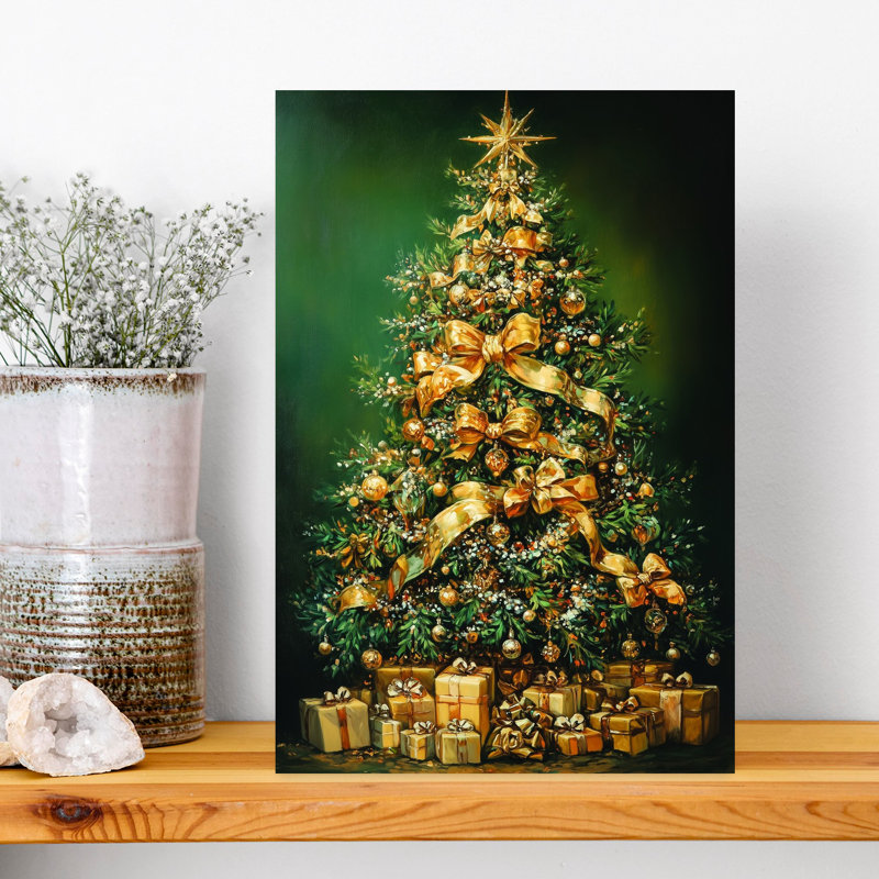 Art contemporain arbre de Noël contemporain abstrait élégant, H 18 po x l 12 po