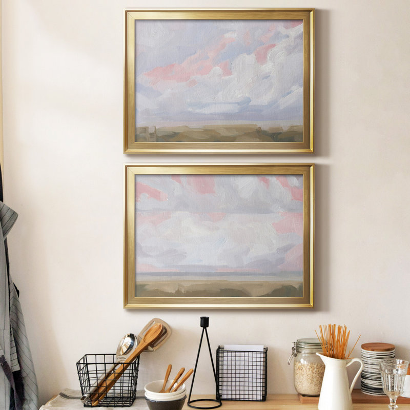 Sandbridge Beach I - Ensemble de 2 reproductions de cadres photo, H 36,5 po x l 53 po x P 1 po, Or
