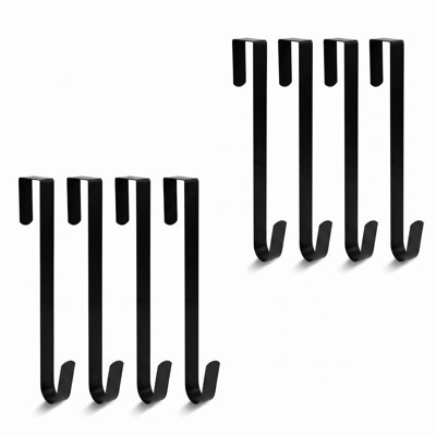 Lot de 8 supports de porte pour couronnes, crochet de porte en métal noir de 38 cm (15 pouces), support robuste et réglable pour porte d'entrée, convient aux portes de 4 à 5,5 cm (1,6 à 2,2 pouces) d'épaisseur, idéal pour la décoration de Noël et d'automne.