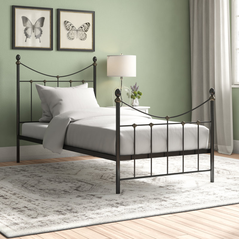Marienville Metal Bed, Single (3'), No Mattress, Stone White