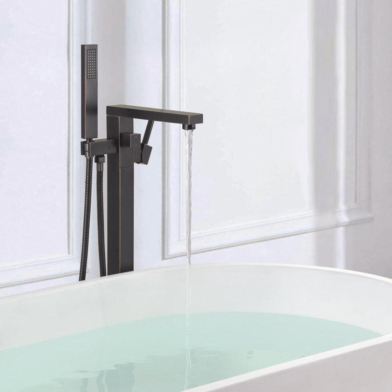 Robinet de baignoire sur pattes à poignée simple, Bronze huilé
