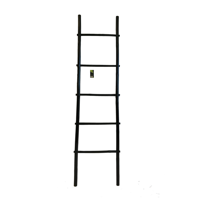Porte-échelle en bambou acajou 6 pi, Noir