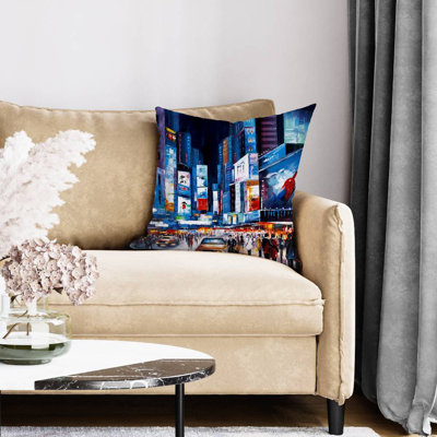 Times square perspective - 20"x20" Throw pillow cover - Poly twill - Print on demand