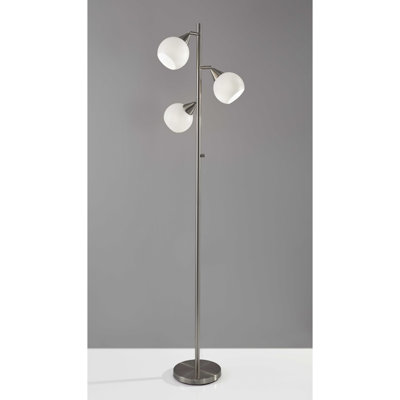 Floor Lamp Brushed Steel Metal Three Adjustable Globes Floor Lamp Brushed Steel Metal Three Adjustable Globes