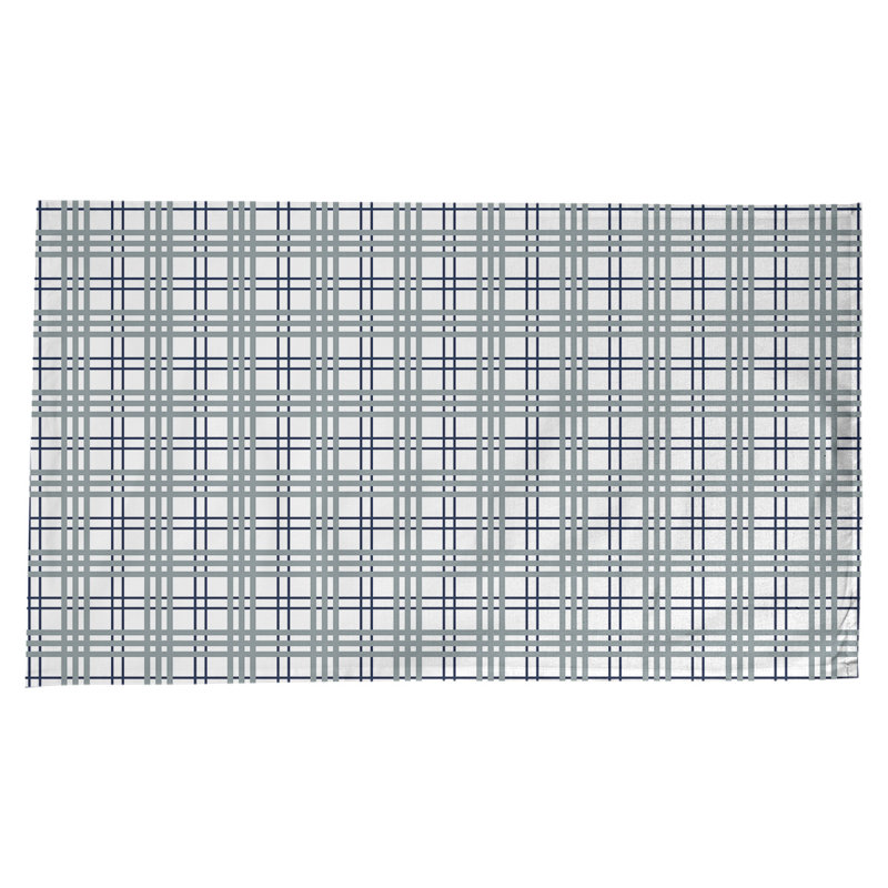 Nappe en mélange de coton à carreaux, Blanc / bleu / argent
