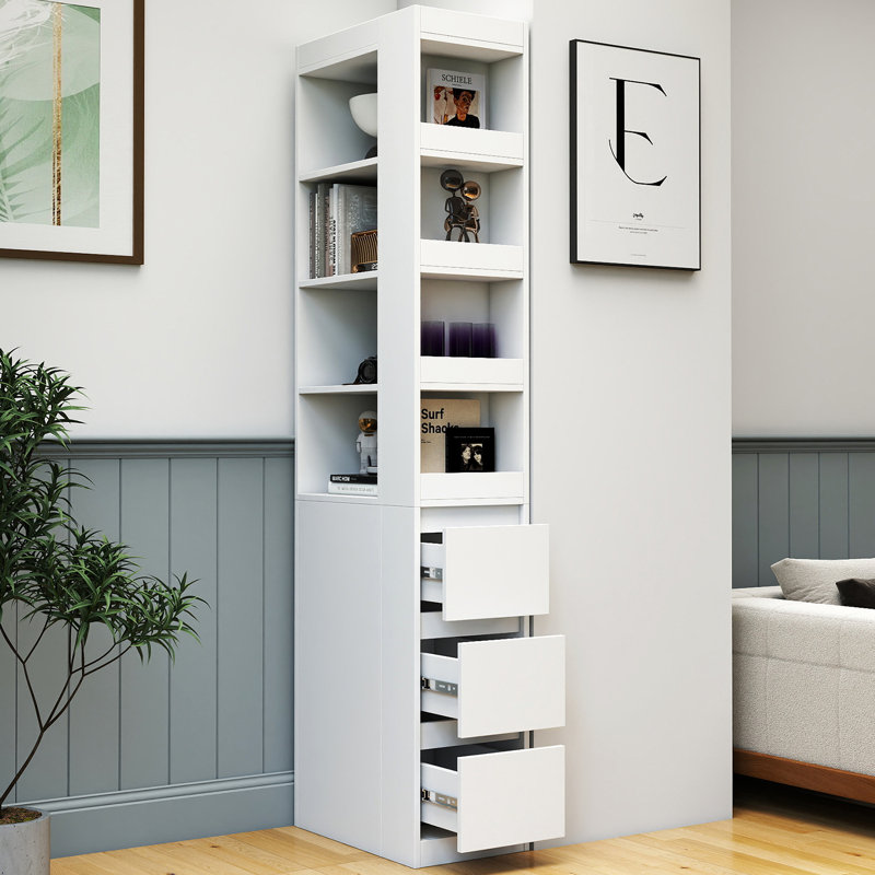 70.87"H Display Cabinet With 3 Side Drawers And 4 Small Display Shelves