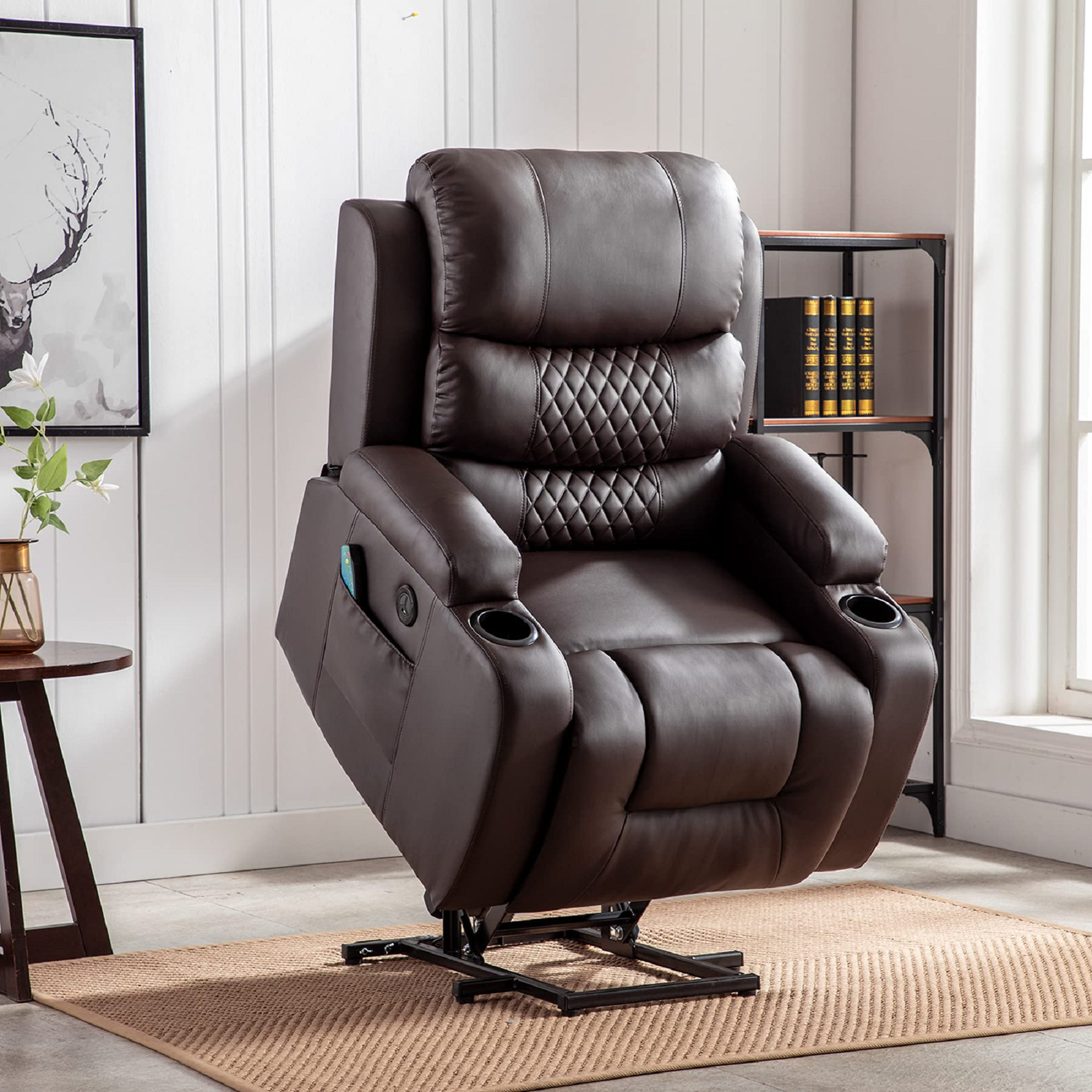 Remote Control Recliners with Lumbar Support Lay Flat Recliner for Seniors  350LB Lift Chairs