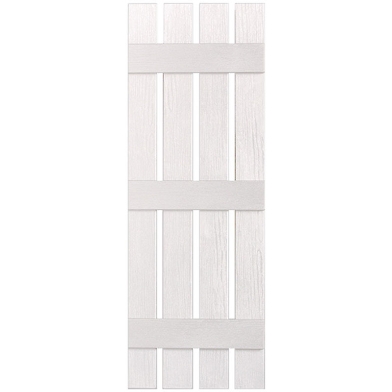 Paire de volets en vinyle à trois lattes et quatre planches ouvertes, Blanc, 78 po