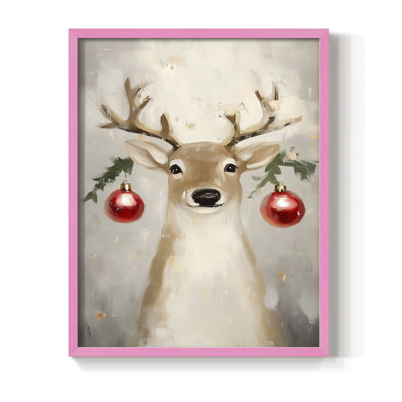 Art des Fêtes de Noël - série 2 - CECXCV III, reproduction d'art encadrée - bois massif, Rose, H 11 po x l 9 po