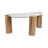 Coffee Table Marble and Wood Curved Top and Cylindrical Legs, Living Room Table - 42" Brown