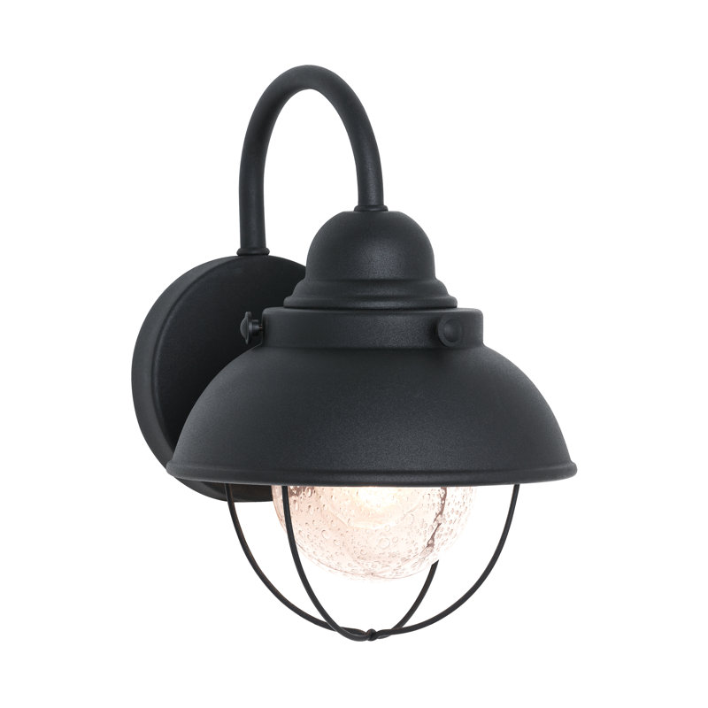Luminaire de grange d'extérieur en verre bullé Audrey, Noir