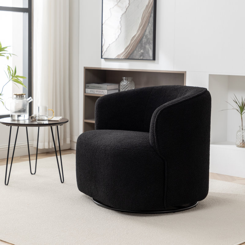 Fauteuil demi-tonneau pivotant Jalena, Polyester noir