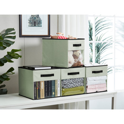 Ensemble de bacs de rangement en tissu avec fenêtre transparente (ensemble de 4)