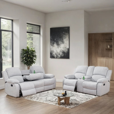 Sarvar 2 - Piece Premium Fabric Pillow Top Arms Manual Reclining Living Room Sofa Set