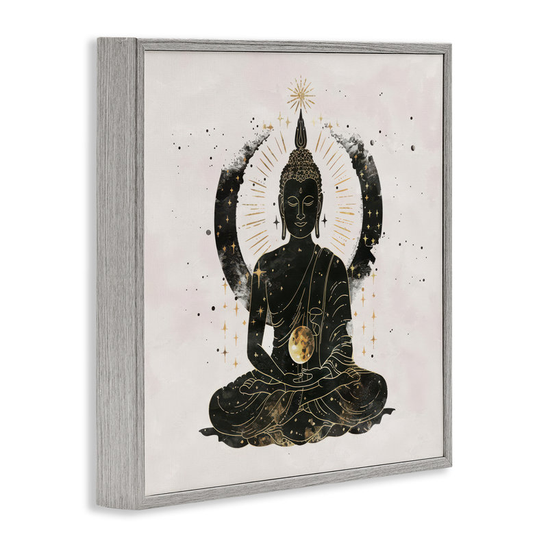 Art de giclée encadrée par Bouddha assis par Nina Blue, H 24 po x l 24 po, Estampe numérique Farmhouse