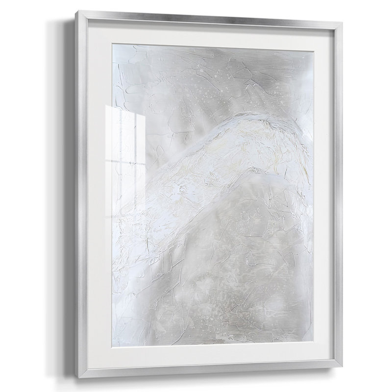 Snowdrift I, Blanc, Papier avec cadre argenté