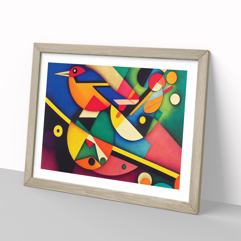 Abstract Kingfisher Bird Vol.4 - Framed Print, 25cm H x 34cm W x 2cm D, Oak