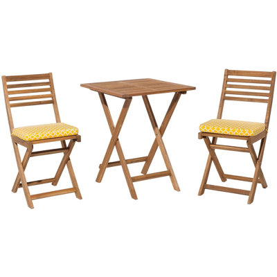 Nostrand 2 - Person Acacia Wood Patio Dining Set with Square Table , Cushions Included
