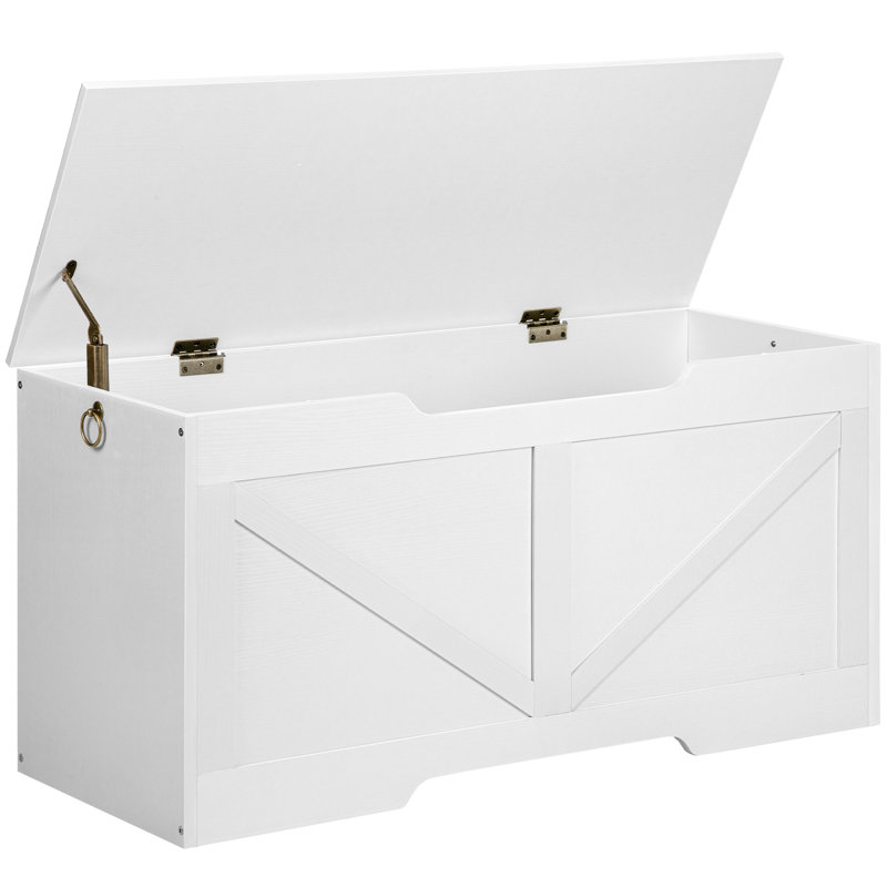 Lingle 39.4'' W Storage Bench with Flip Top Blanket Chest, White