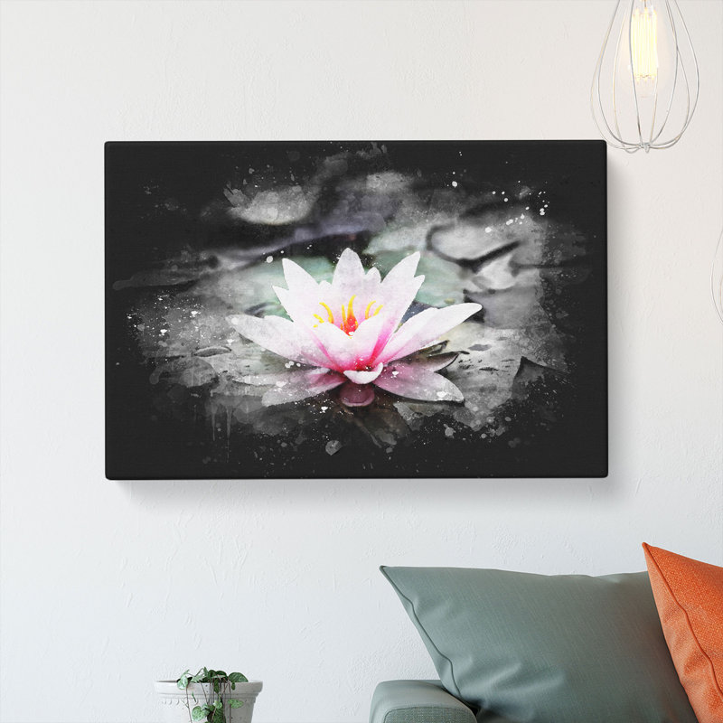 A Pale Pink Water Lily - Wrapped Canvas Print, 50cm H x 76cm W x 3cm D