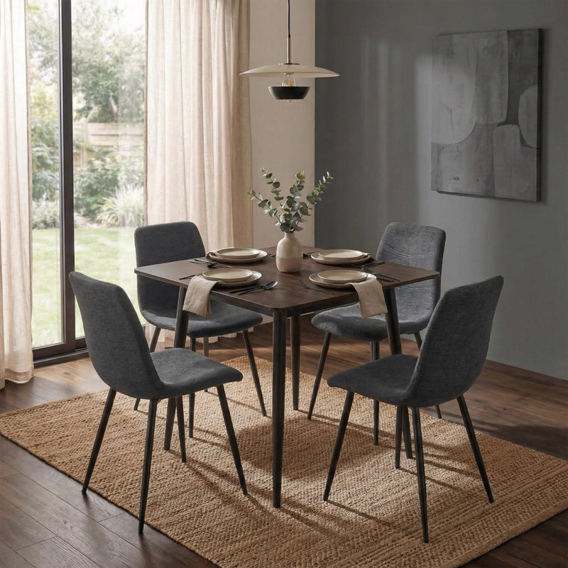 Fabric Upholstered Metal Side Chair, 4, Gray