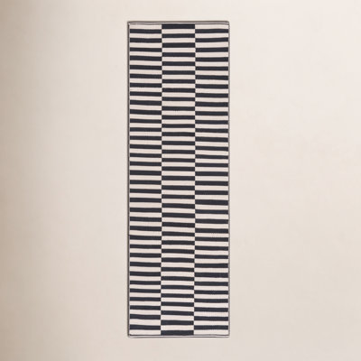 Ilona Ivory Black Striped Cotton Rug