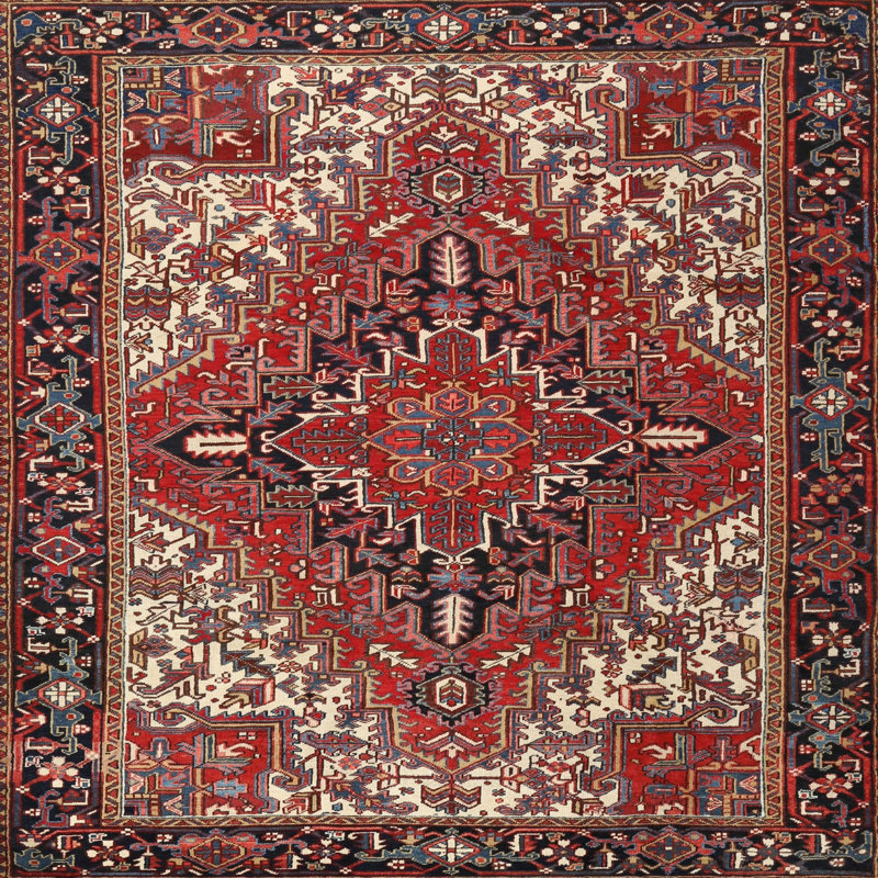 Tapis bleu/beige traditionnel Gismondo, Carré 4 pi