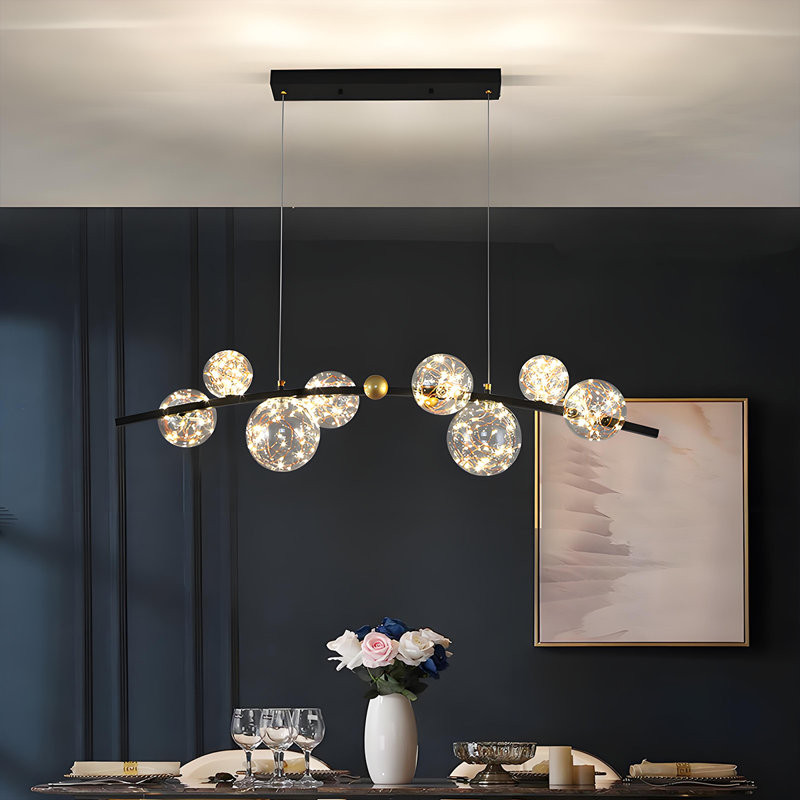 Modern Minimalist Style Restaurant or Bar Chandelier, Gold and black, two colour options, 12.6" H x 43.31" W x 9.45" D
