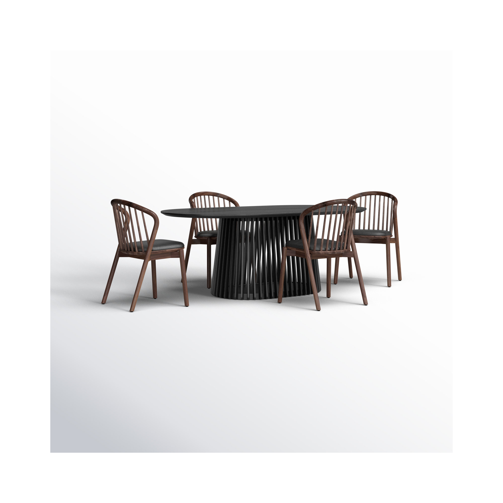 5 - Piece Extendable Dining Set, Black, Walnut