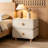 Modern Wooden Nightstand With 2 Sliding Drawers, Minimalist Design With Microfiber Leather Accents, Small Bedside Table For Bedroom Use