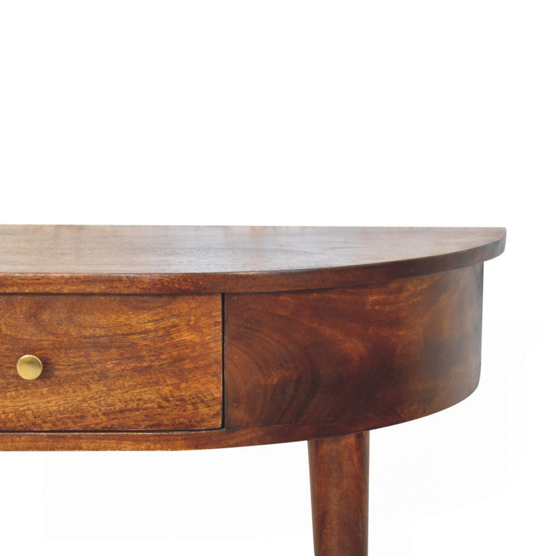 Solid Wood Backless Mounted Console, 1-Drawer, Chestnut, Brown