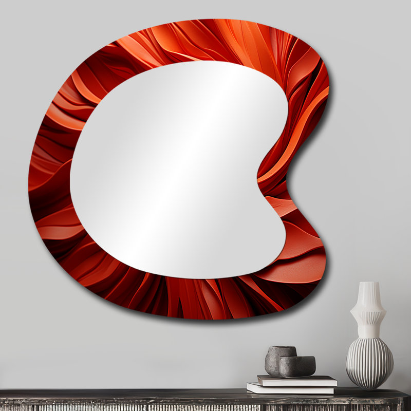 Miroir mural rouge unique, 27 po x 27 po