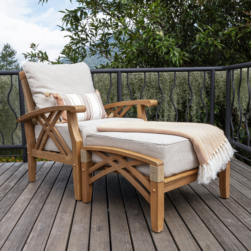 Murrin 2 - Piece Teak Outdoor Conversation Set With Cushions, Beige