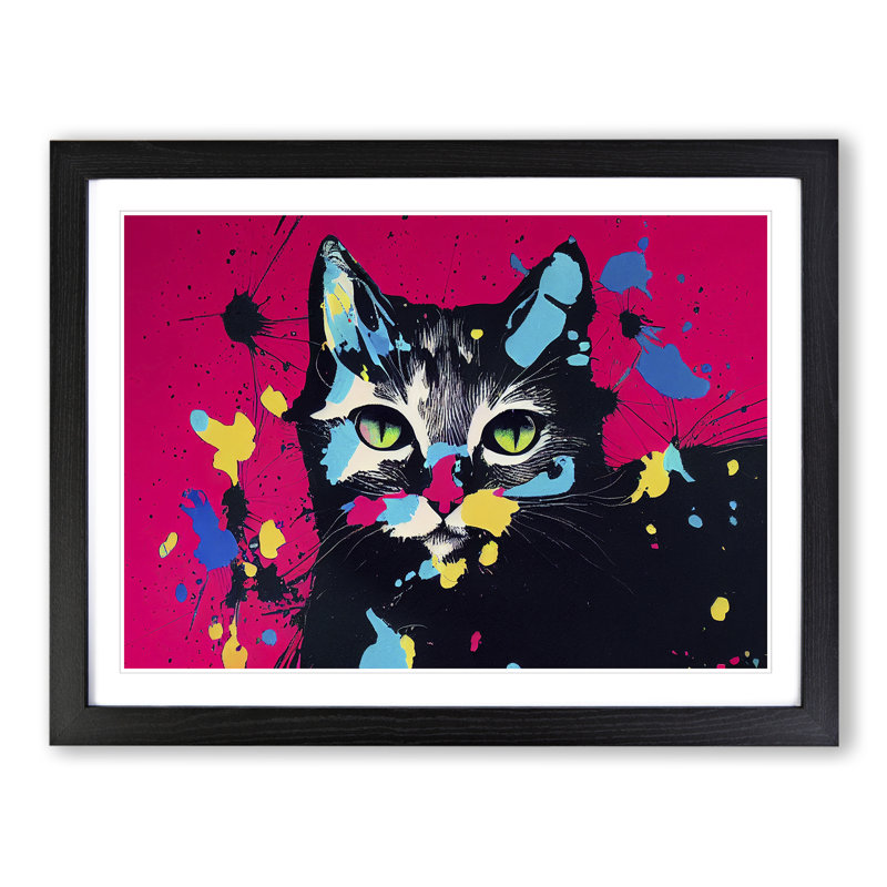 Cat Splashed Vol.1 Abstract - Framed Print, 34cm H x 46cm W x 2cm D, Black Framed