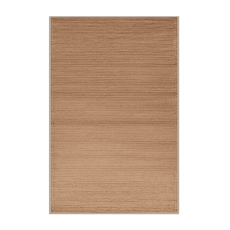 Tapis brun uni lavable à la machine, Rectangulaire 2 pi x 3 pi