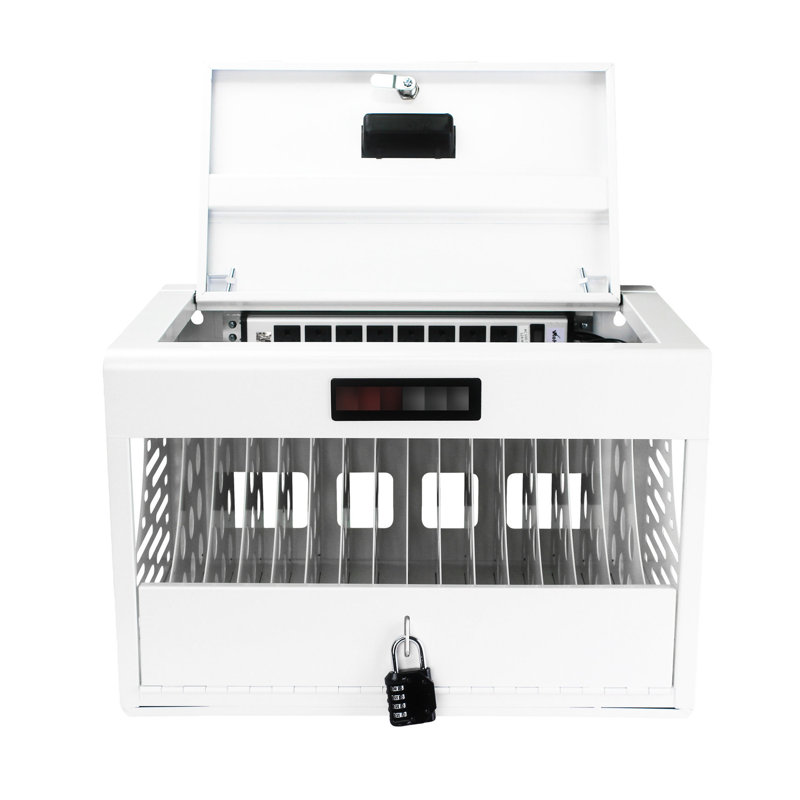 16 Laptop & Tablet Charging Cabinet - Lockable, White, For Classroom, Office, , Stores Charges Diverse Computing Devices 16 Locking Space , With Protected Tablet/laptop Storage