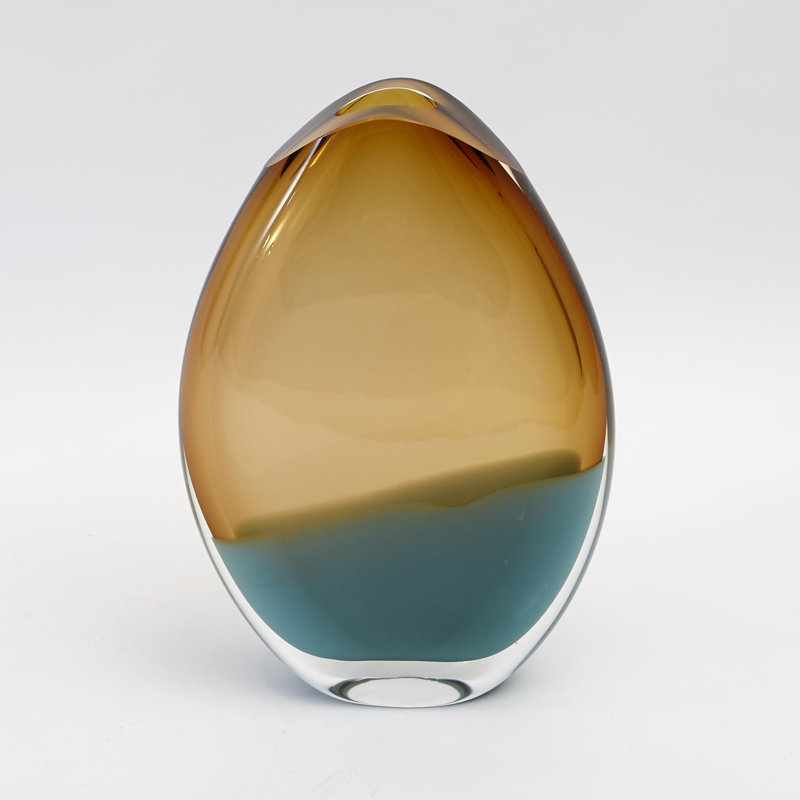 Oval Vase-Pistachio Amber, 15.25" H x 11.25" W x 4.5" D