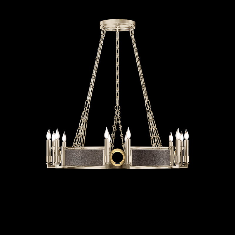 Lustre rond l 35,75 po Mirage, Galet / laiton / champagne