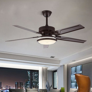 48" Retro Style Indoor LED Ceiling Fan Light With Remote Control (Brown)