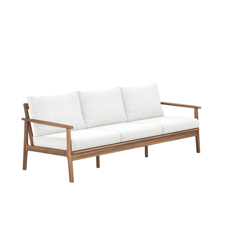 Lyon Solid Acacia Wood Patio Sofa, Beige