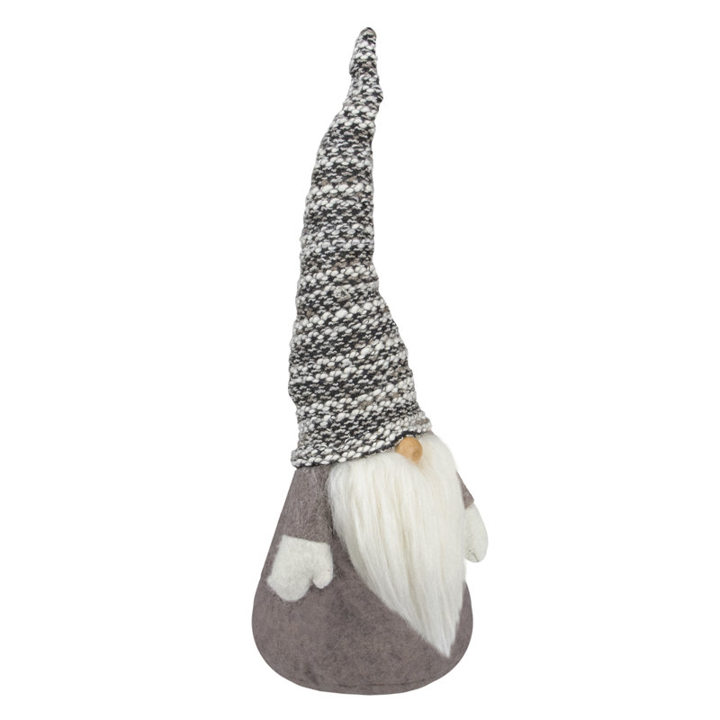 Décoration de table gnome de Noël debout 12 po brun et blanc